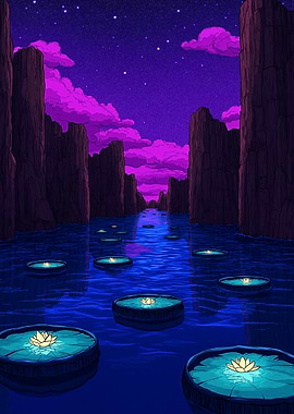 Lily Pads in a Purple Canyon