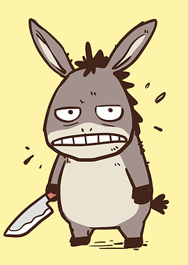 Cartoon Donkey with Knife