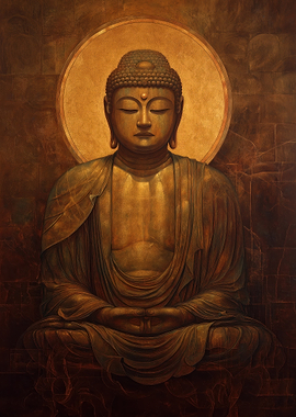 Golden Buddha Statue with Halo