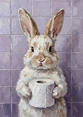 Bunny with Toilet Paper Painting