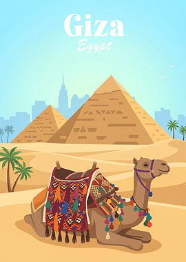 Giza Egypt: Camel and Pyramids