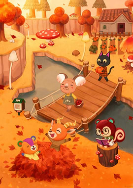 Animal Crossing Autumn Scene