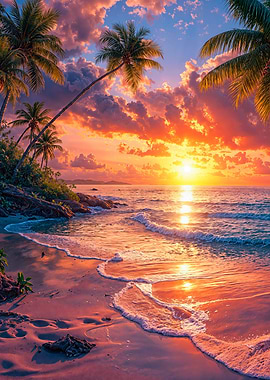 Tropical Beach Sunset Paradise