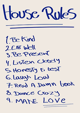 House Rules Handwritten List