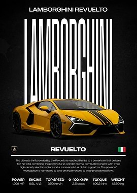 Lamborghini Revuelto Yellow Sports Car