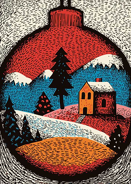 Christmas Ornament Landscape Art Print