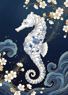 Kintsugi Porcelain Seahorse
