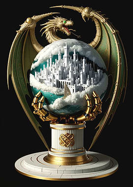 Dragon Orb with Castle and Hands