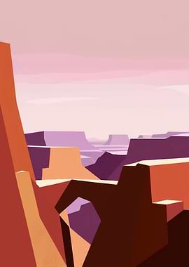 Abstract Canyon Landscape Illustration