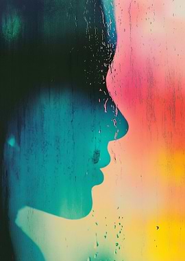 Abstract Profile with Raindrops and Colors