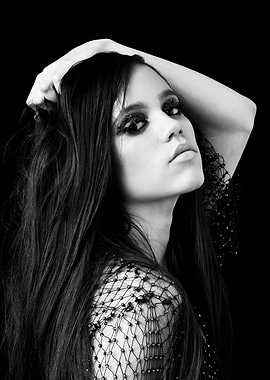 Black and White Portrait of jenna ortega