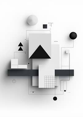 Abstract Geometric Composition in Black and White