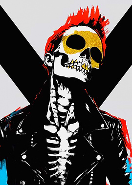 Skeleton in Leather Jacket Art
