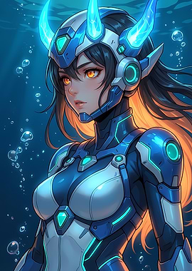 Anime Girl in Futuristic Underwater Suit