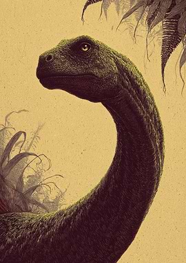 Detailed Dinosaur Illustration with Ferns