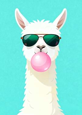 Cool Llama with Bubblegum