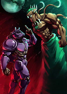 Beetle armor facing the Moon Lord, the Terraria