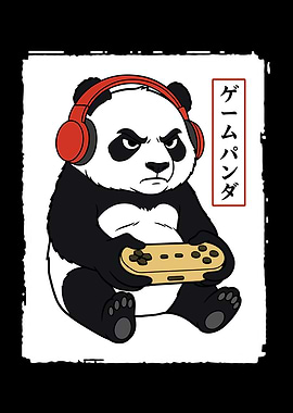 Angry Panda Gamer – Japanese Style Gaming Panda Wall Art