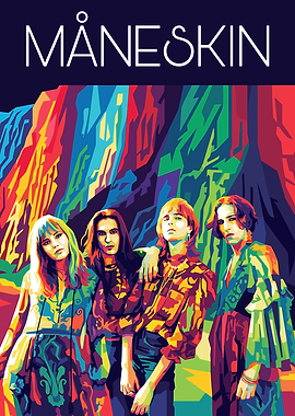 Måneskin Band Colorful Portrait