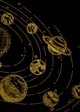 Solar System Gold on Black