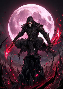 Hooded Warrior with Red Blades