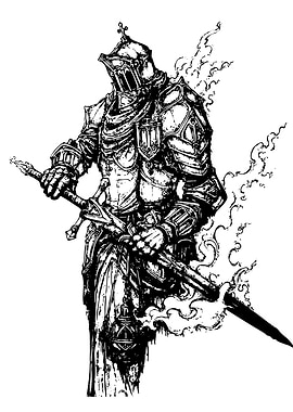 Black and White Knight Illustration