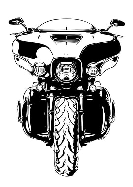 Black and White Motorcycle Illustration