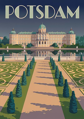 Potsdam travel poster art deco style
