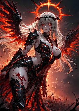 Fiery Angel Warrior with Wings