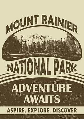 Mount Rainier National Park: Adventure Awaits Poster