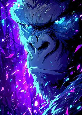 Cyberpunk Gorilla Portrait