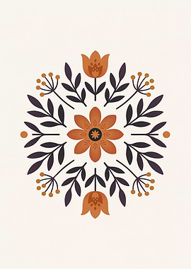 Floral Mandala with Orange and Purple