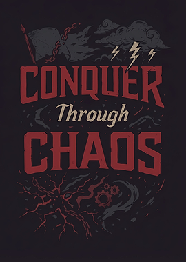 Conquer Through Chaos Dark Graphic Art