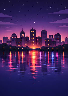 Night Cityscape Reflection