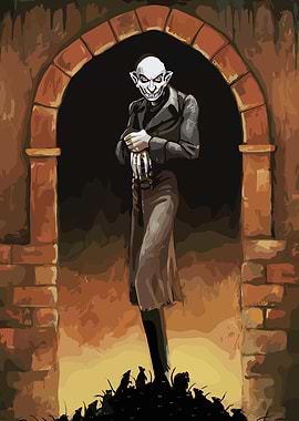 Nosferatu Vampire in Archway with Rats