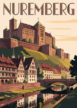 Nuremberg Cityscape Art Deco Poster