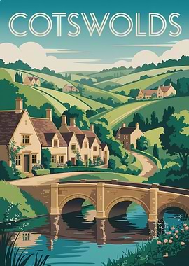 Cotswolds Landscape Illustration