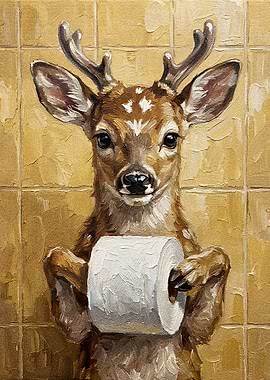 Deer with Toilet Paper Painting