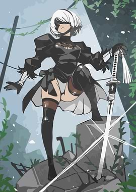 2B Nier Automata Digital Art