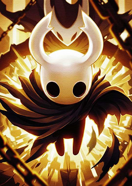 Hollow Knight character in golden light