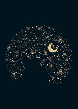 Cat in The Snow Night