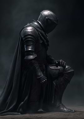 Kneeling Knight in Dark Armor