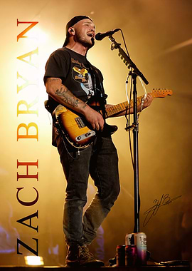 Zach Bryan performing live on stage