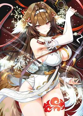 Anime Girl with Sword and Fox Features