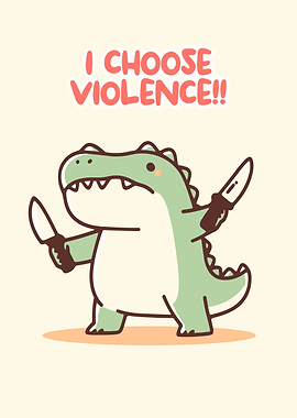 Cute Dinosaur Choosing Violence Cartoon