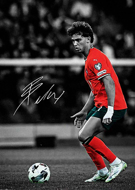 Soccer Player in Action with Signature