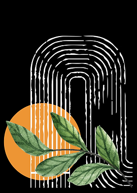 Abstract Botanical Art with Geometric Shapes