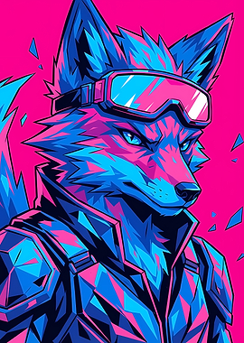Cyberpunk Fox with Goggles Portrait