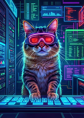 Cyberpunk Cat Hacker