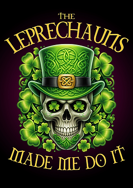 Leprechaun Skull with Shamrocks